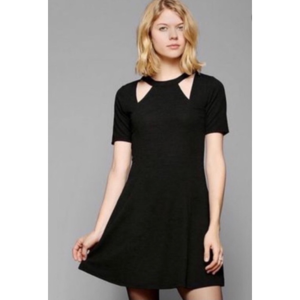 UO | silence+noise Black Cutout Mini Jersey Dress